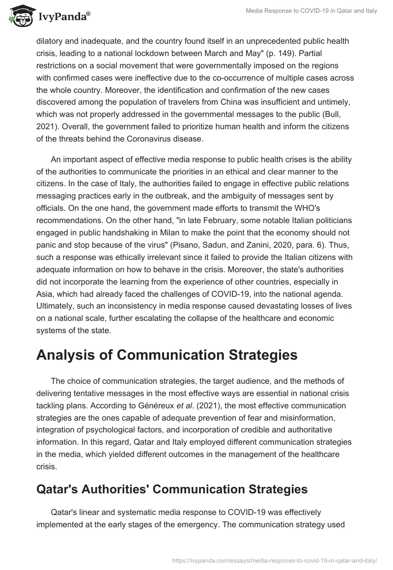 Media Response to COVID-19 in Qatar and Italy. Page 4