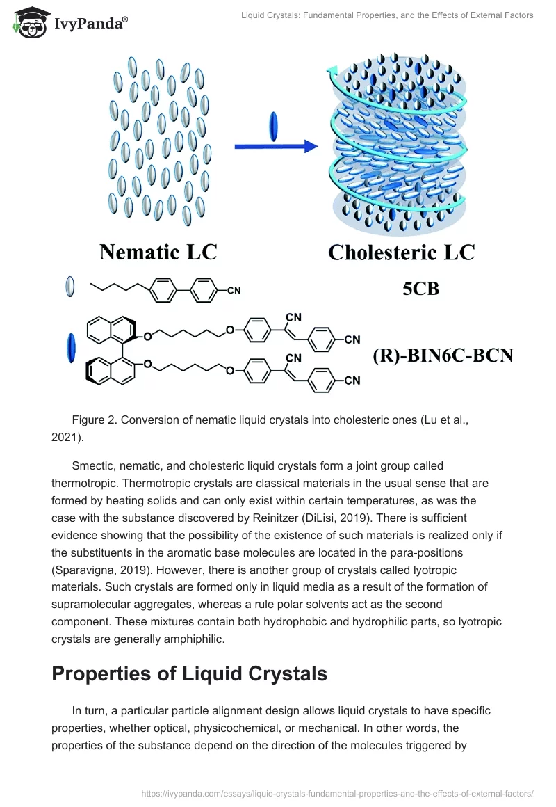 Liquid Crystals: Fundamental Properties, and the Effects of External Factors. Page 5