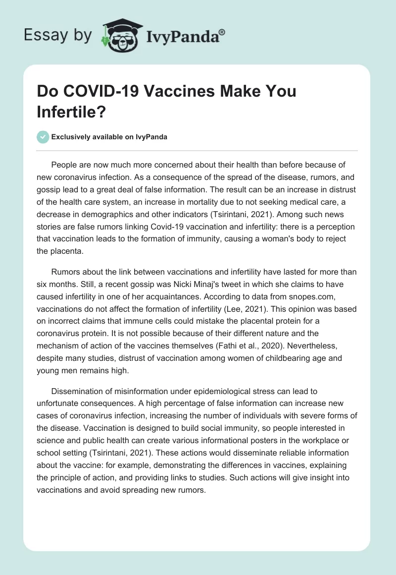Do COVID-19 Vaccines Make You Infertile?. Page 1