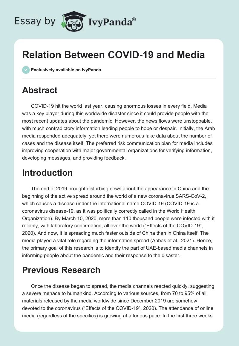 Relation Between COVID-19 and Media. Page 1