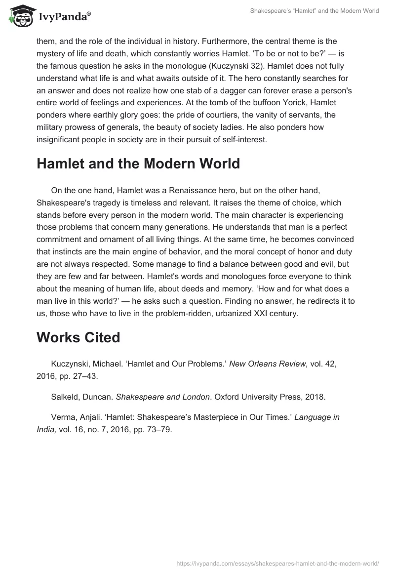 Shakespeare’s “Hamlet” and the Modern World. Page 2
