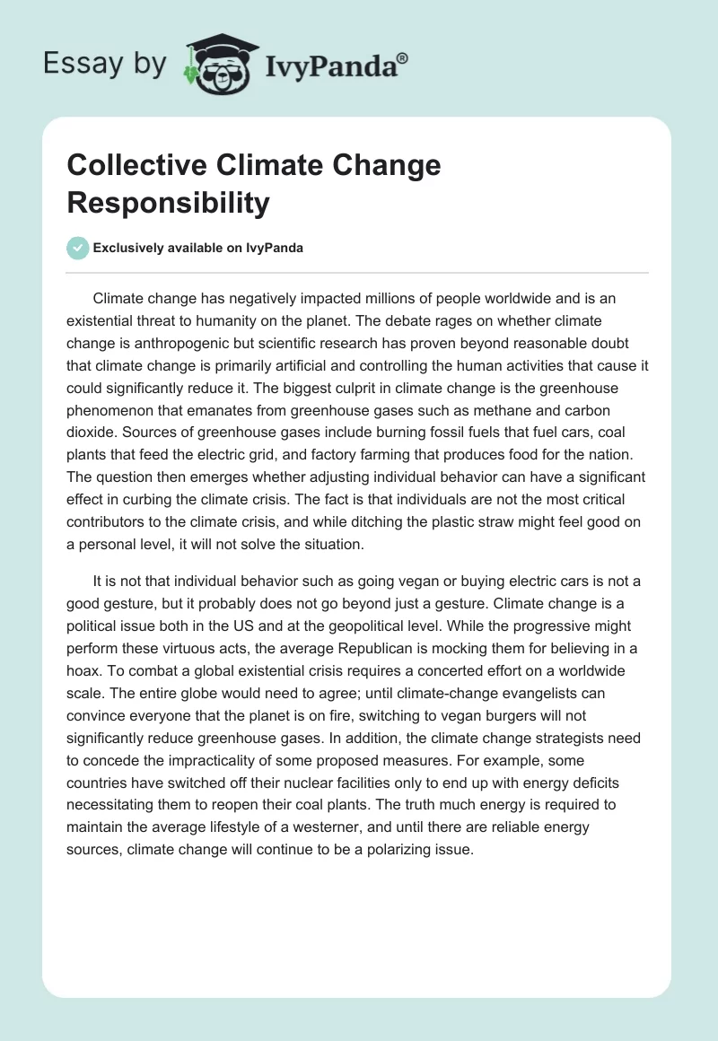 Collective Climate Change Responsibility. Page 1