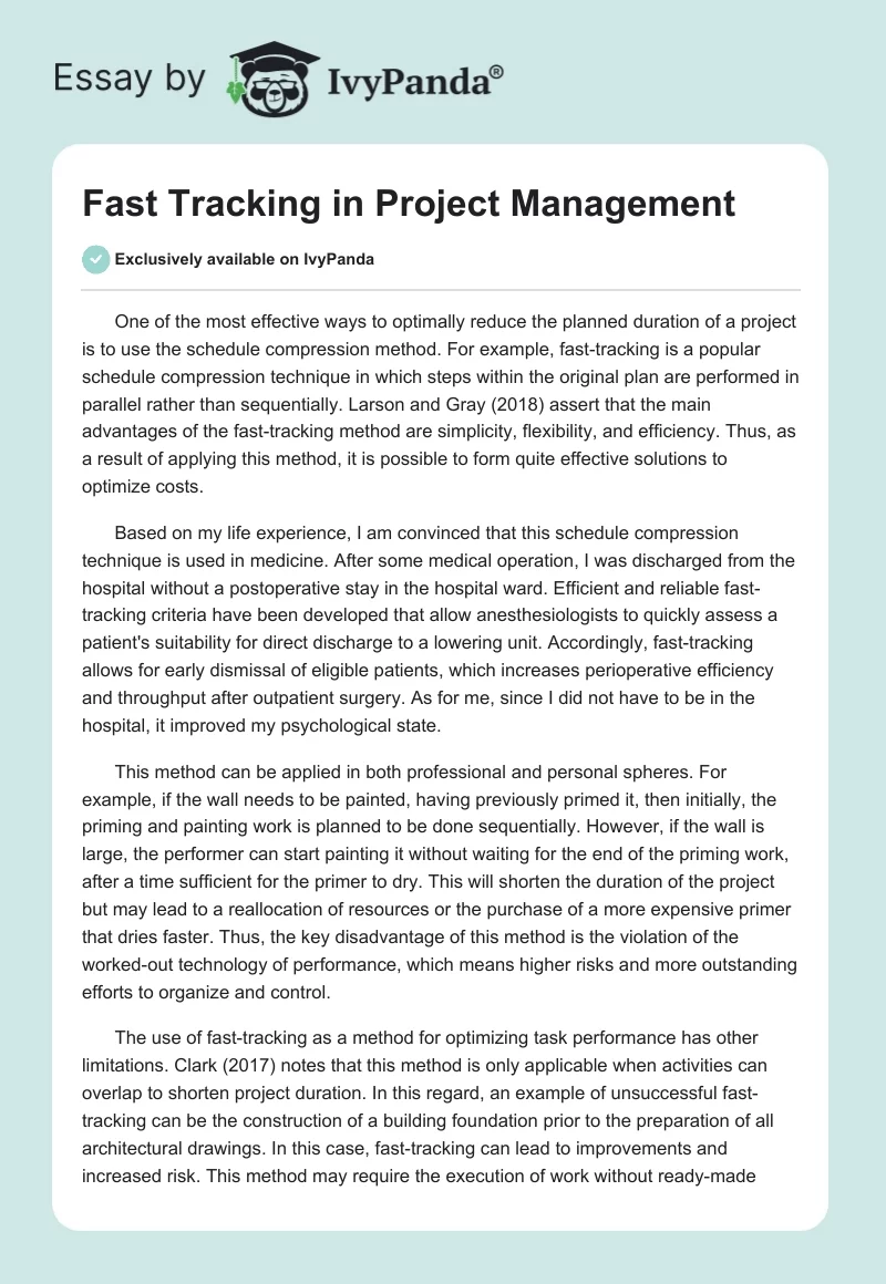 Fast Tracking in Project Management. Page 1