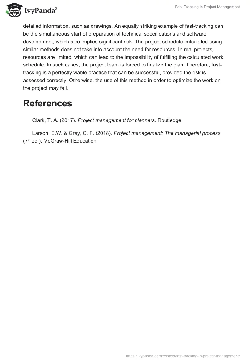 Fast Tracking in Project Management. Page 2