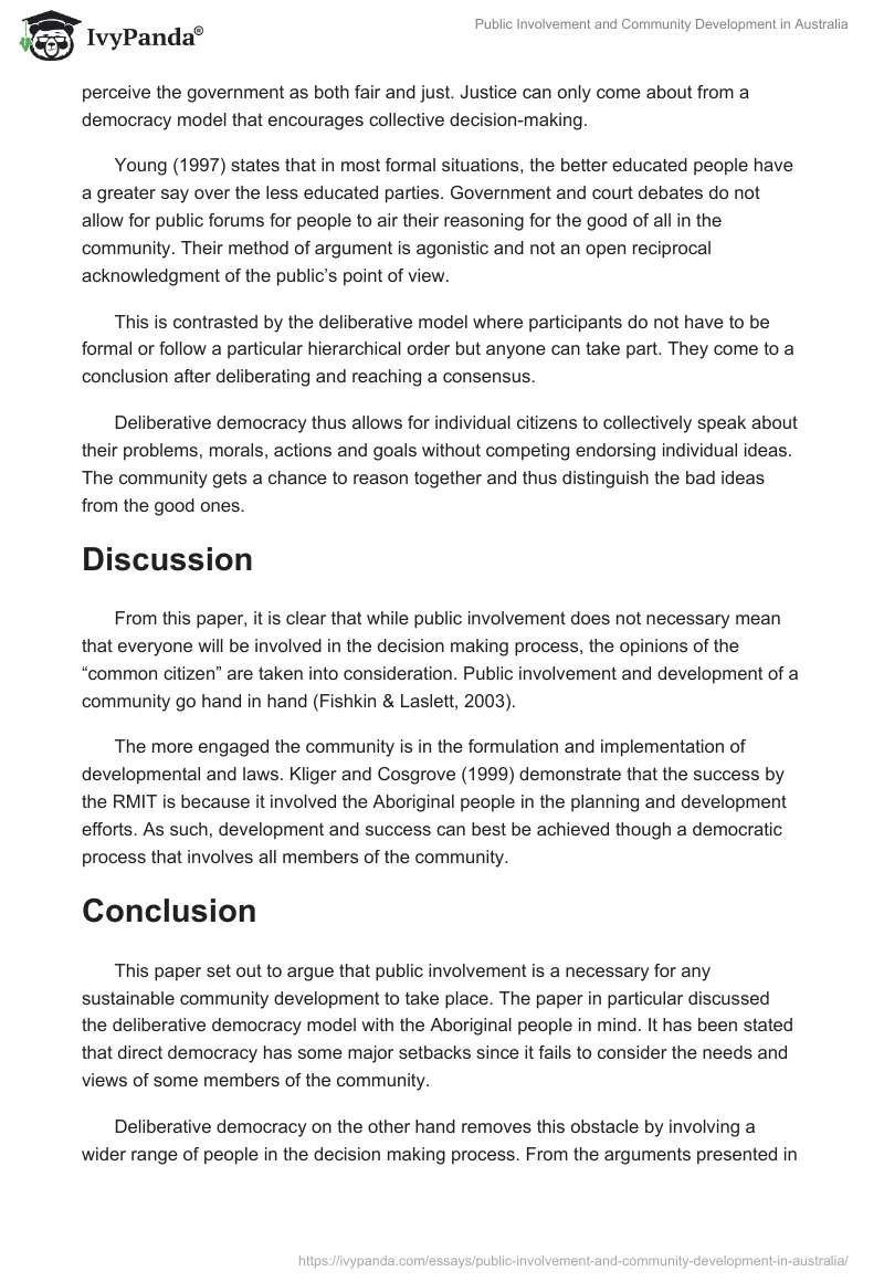 Public Involvement and Community Development in Australia. Page 4