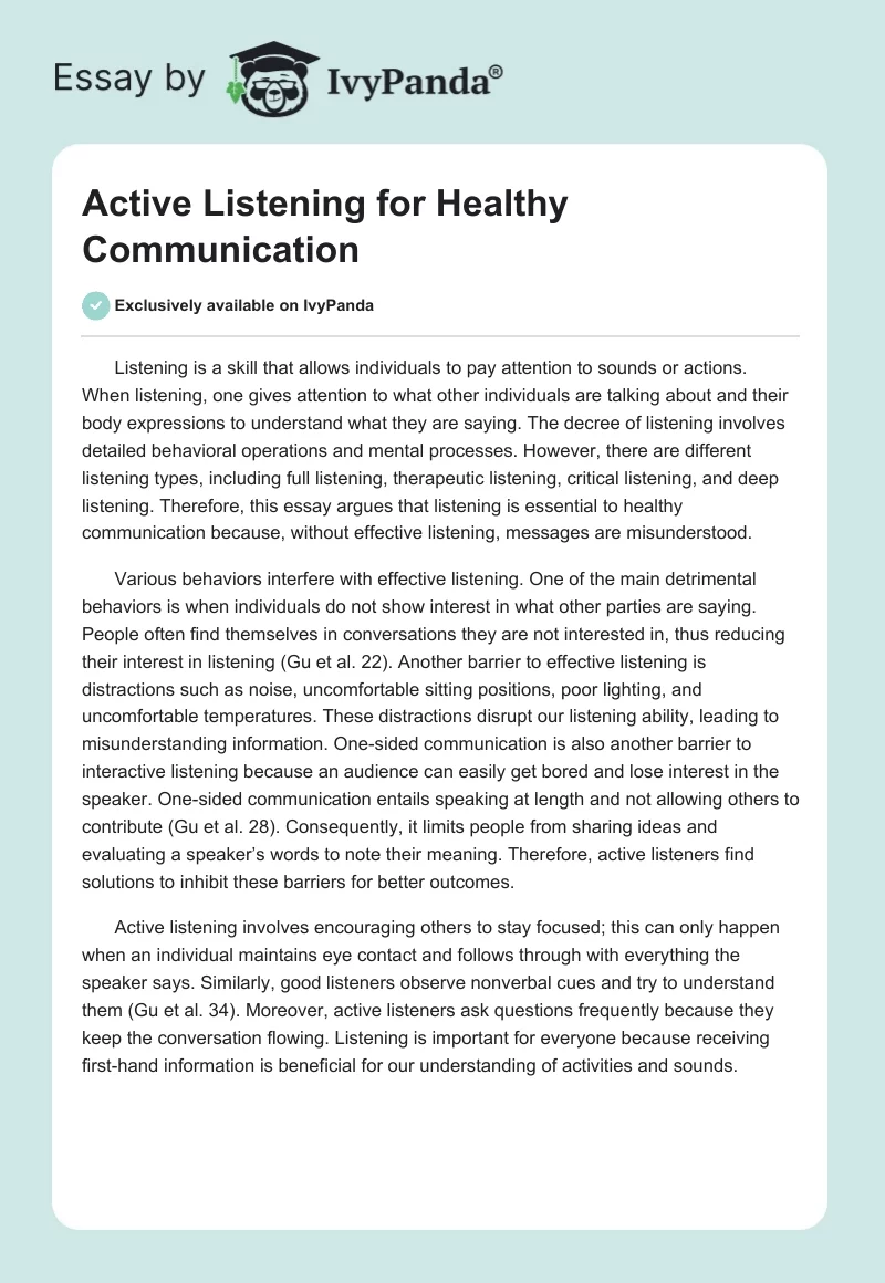 Active Listening for Healthy Communication. Page 1