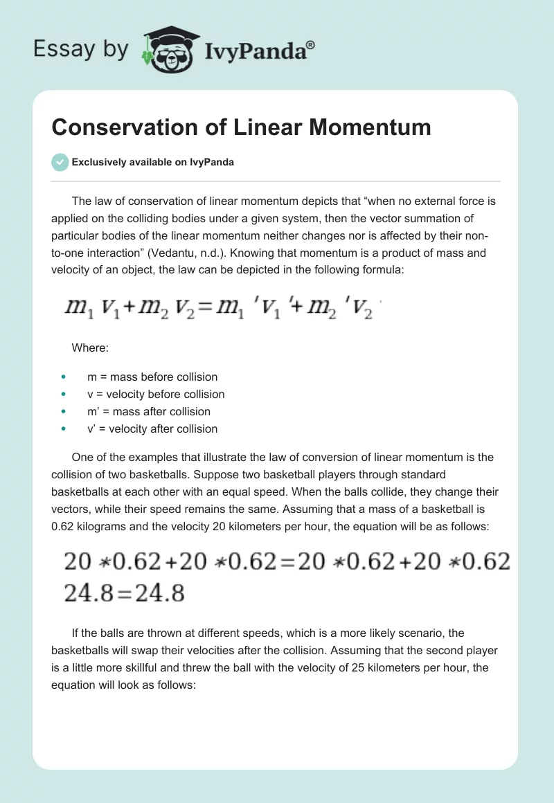 Conservation of Linear Momentum. Page 1