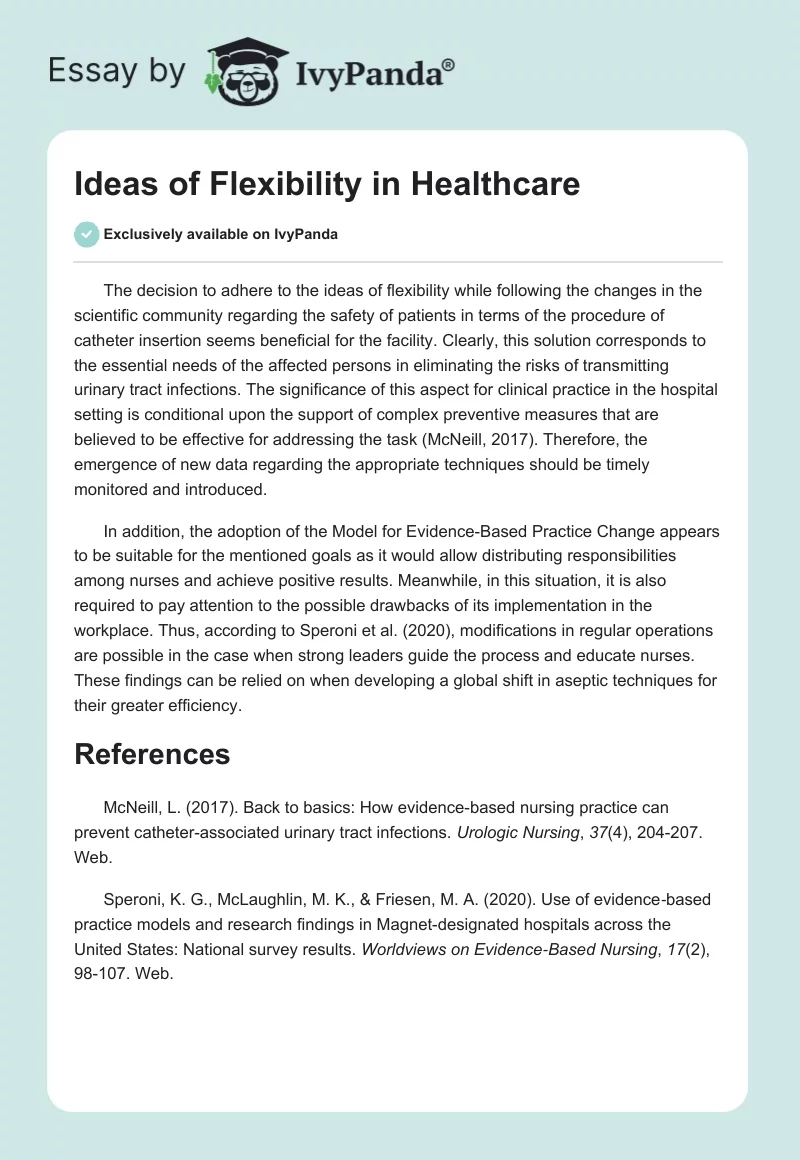 Ideas of Flexibility in Healthcare. Page 1