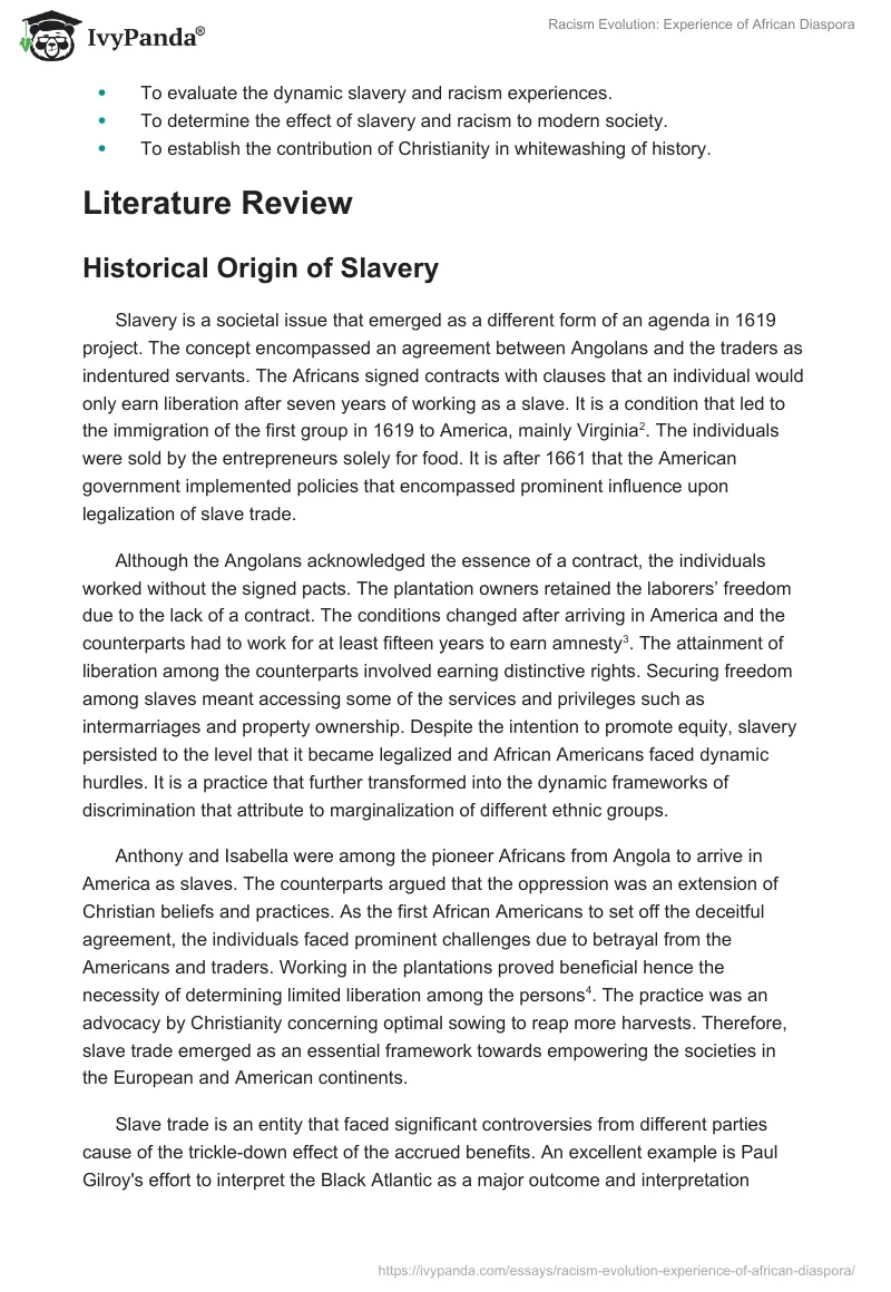 Racism Evolution: Experience of African Diaspora. Page 2