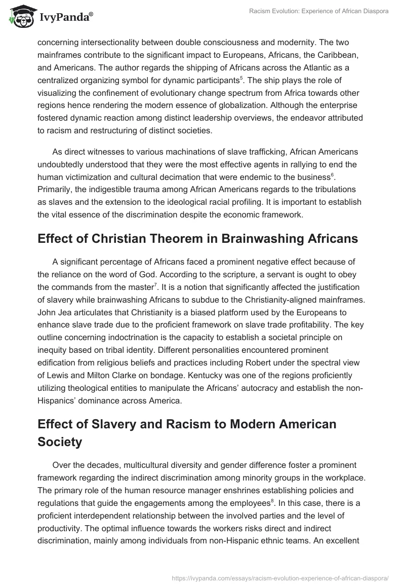 Racism Evolution: Experience of African Diaspora. Page 3