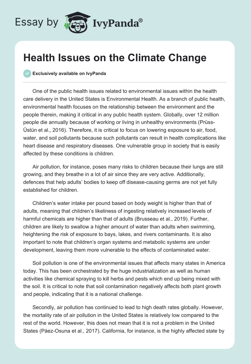 Health Issues on the Climate Change. Page 1