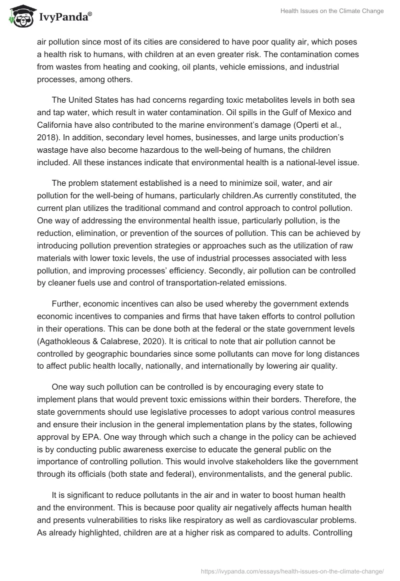 Health Issues on the Climate Change. Page 2