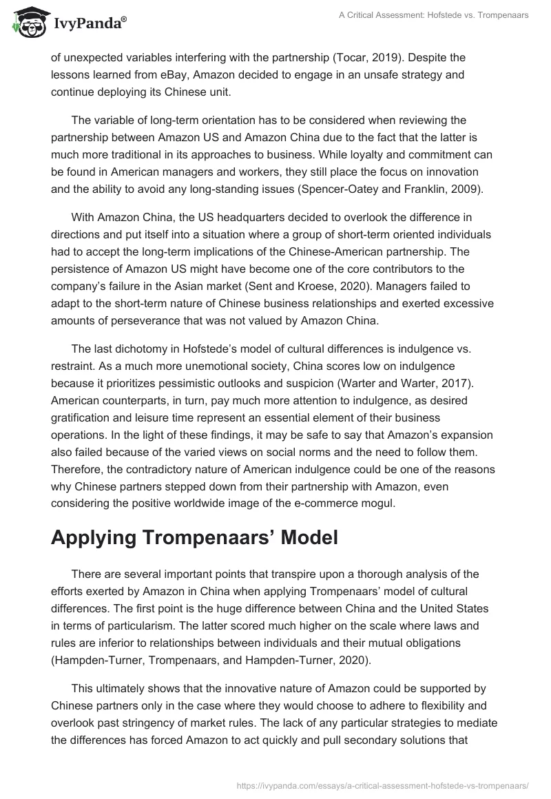 A Critical Assessment: Hofstede vs. Trompenaars. Page 5