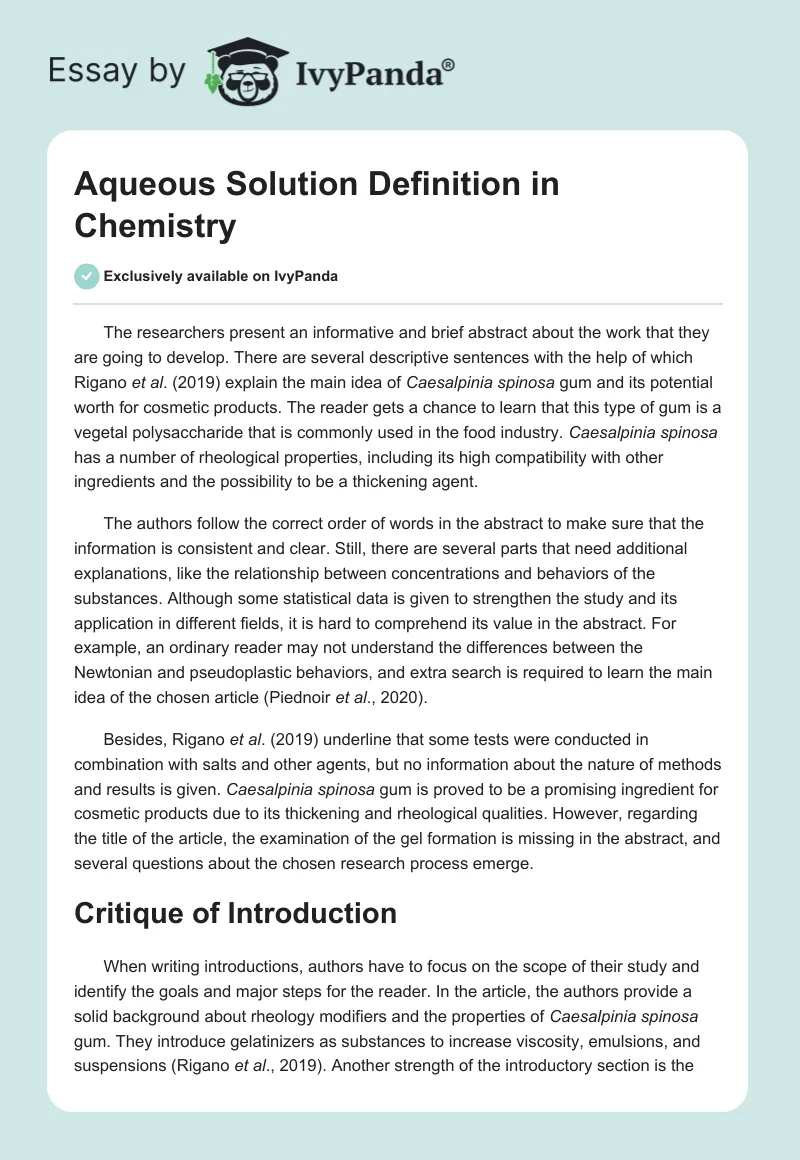 Aqueous Solution Definition in Chemistry. Page 1