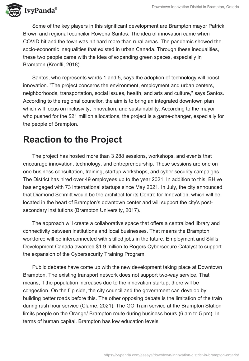 Downtown Innovation District in Brampton, Ontario. Page 2