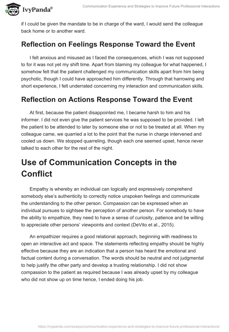 Communication Experience and Strategies to Improve Future Professional Interactions. Page 2