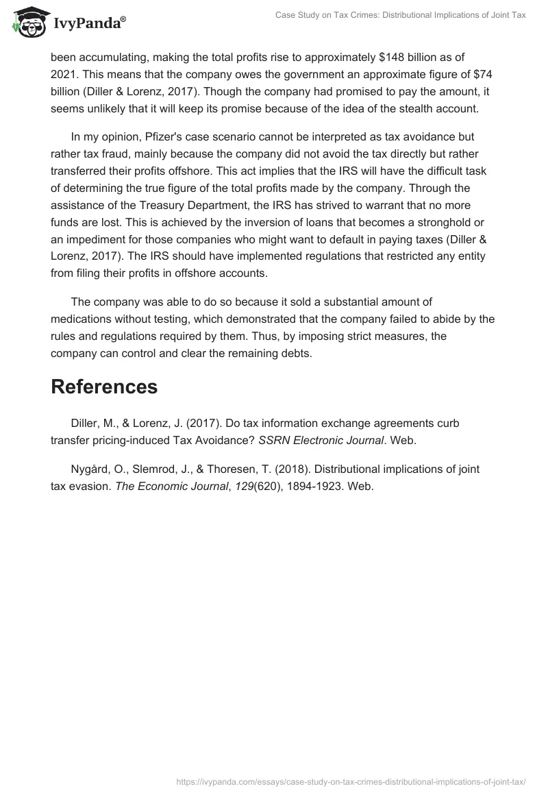 Case Study on Tax Crimes: Distributional Implications of Joint Tax. Page 2