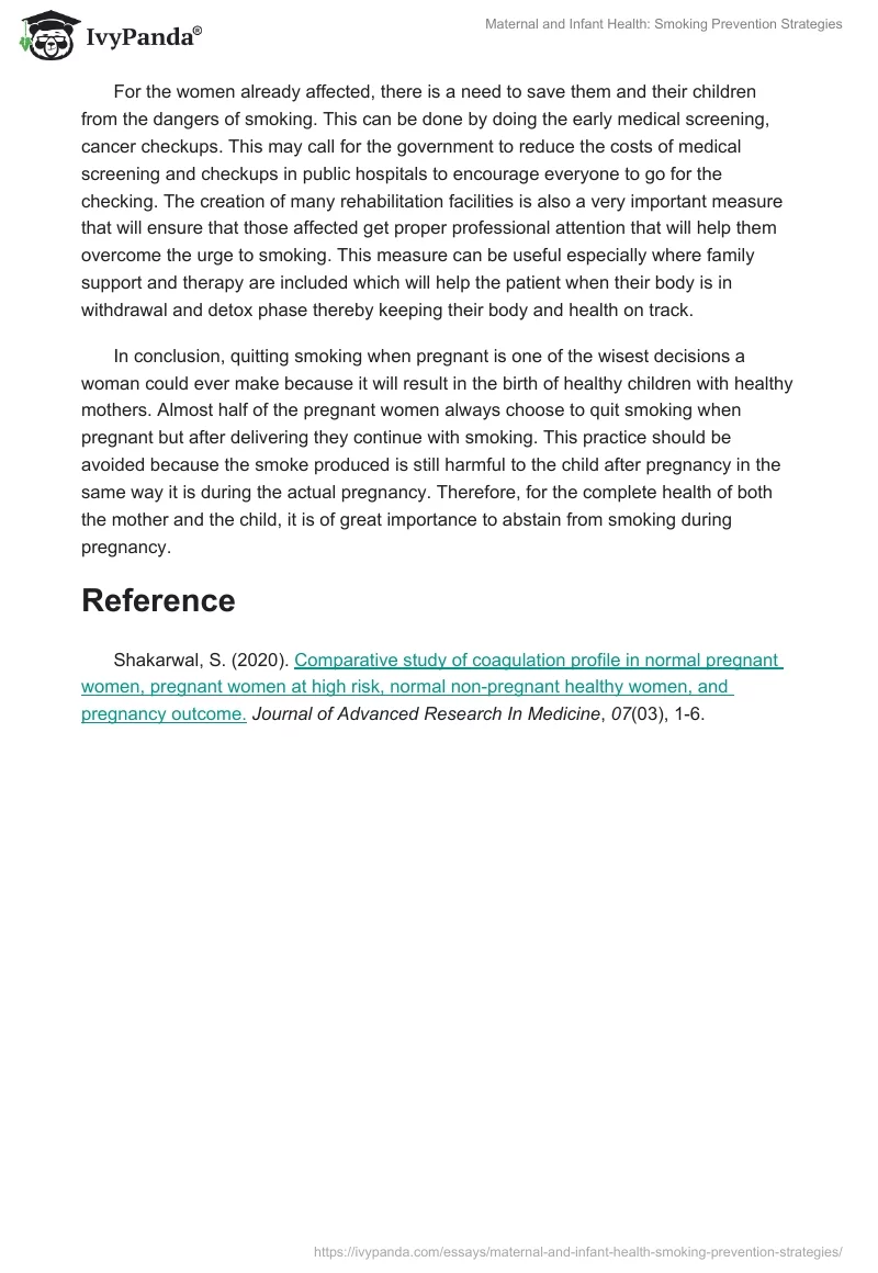 Maternal and Infant Health: Smoking Prevention Strategies. Page 2