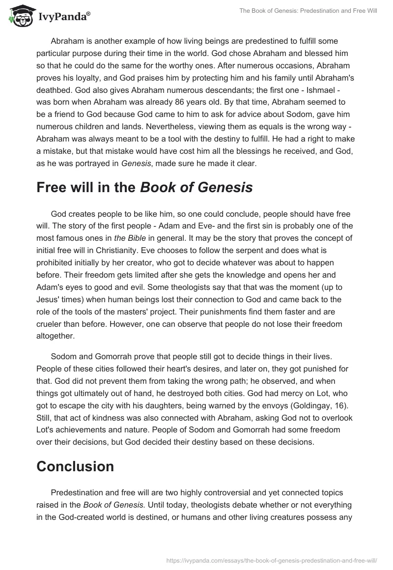 The Book of Genesis: Predestination and Free Will. Page 2