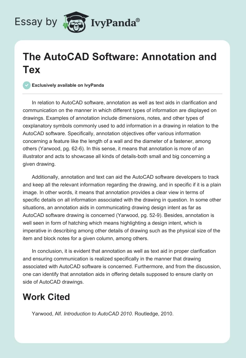 The AutoCAD Software: Annotation and Tex. Page 1