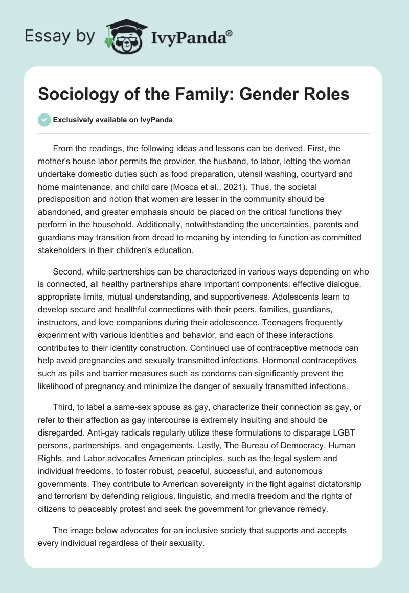 Sociology of the Family: Gender Roles. Page 1