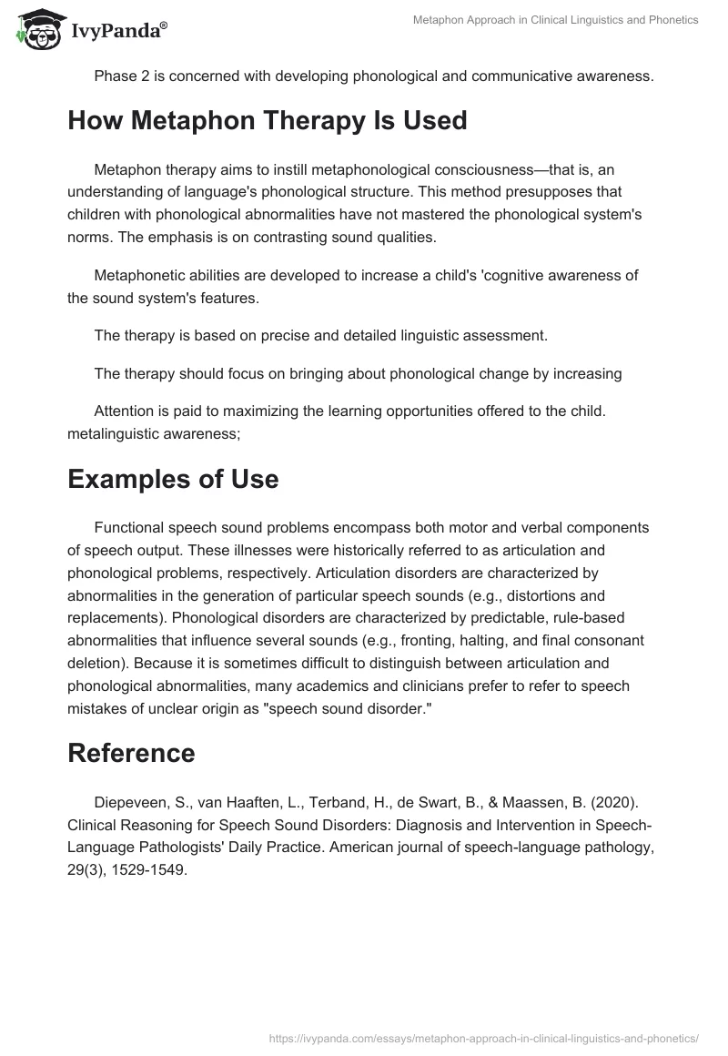 Metaphon Approach in Clinical Linguistics and Phonetics. Page 2