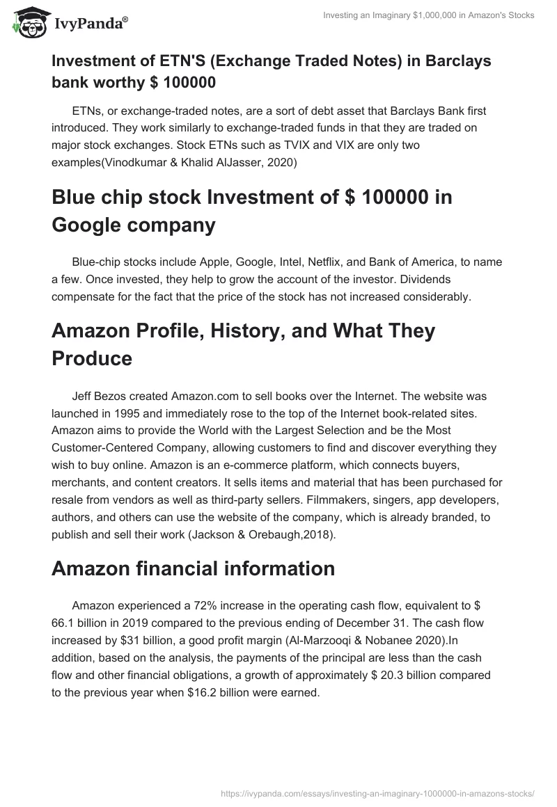 Investing an Imaginary $1,000,000 in Amazon's Stocks. Page 2