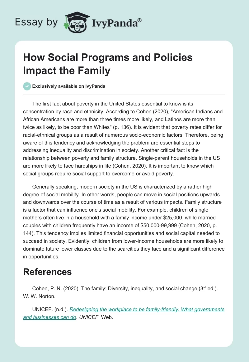 How Social Programs and Policies Impact the Family. Page 1
