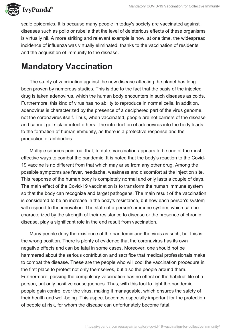 Mandatory COVID-19 Vaccination for Collective Immunity. Page 2