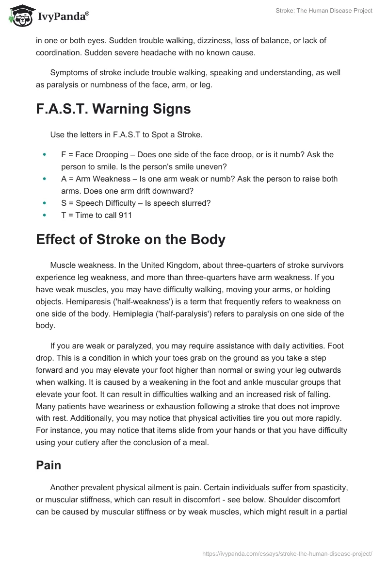 Stroke: The Human Disease Project. Page 3