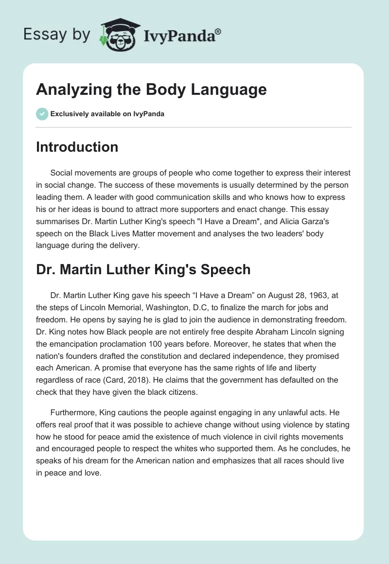 Analyzing the Body Language. Page 1