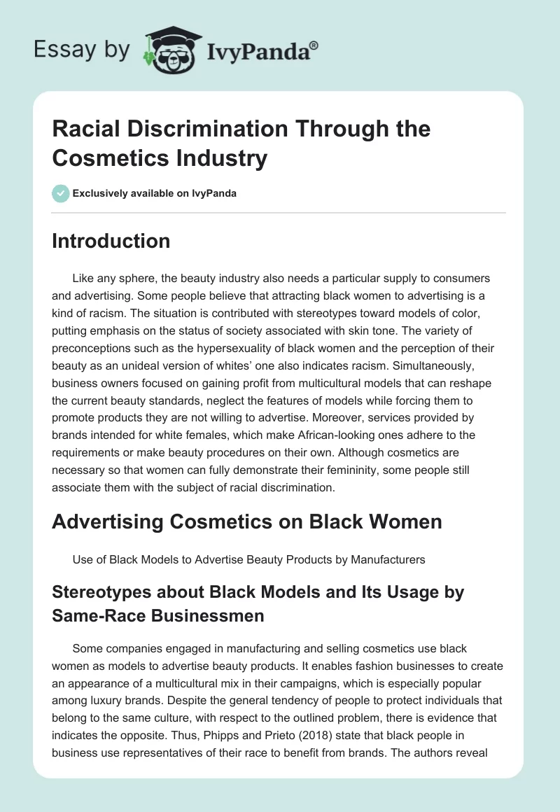 Racial Discrimination Through the Cosmetics Industry. Page 1