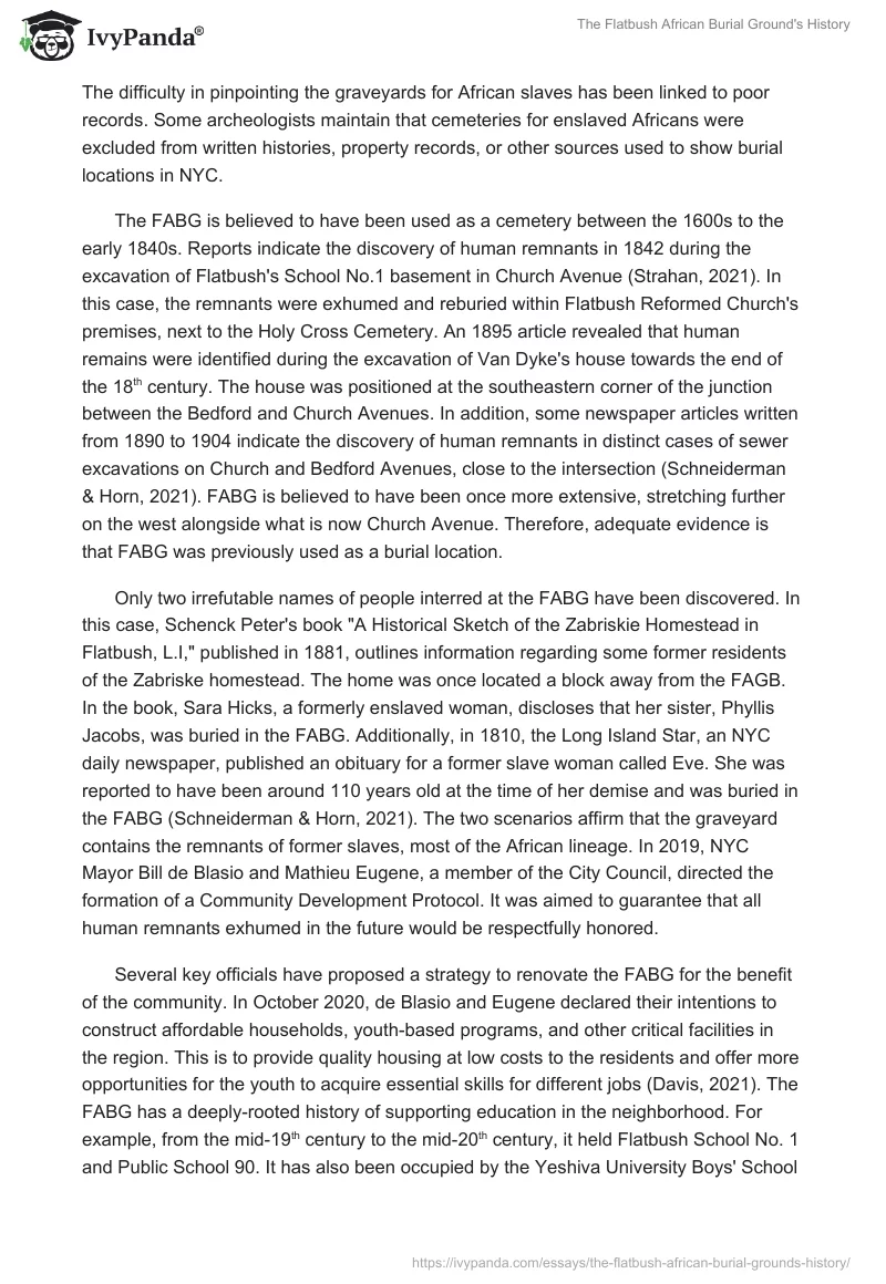 The Flatbush African Burial Ground's History. Page 2