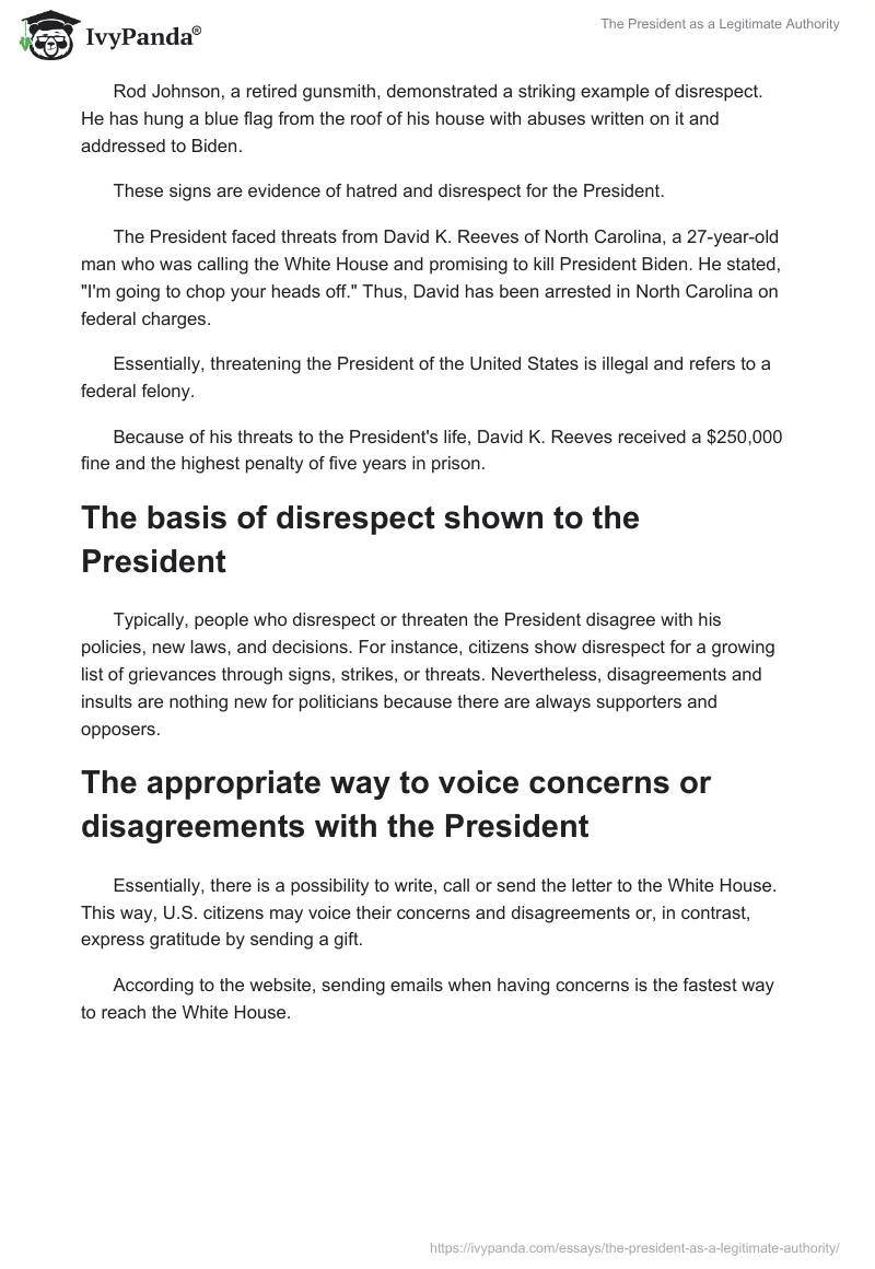 The President as a Legitimate Authority. Page 2