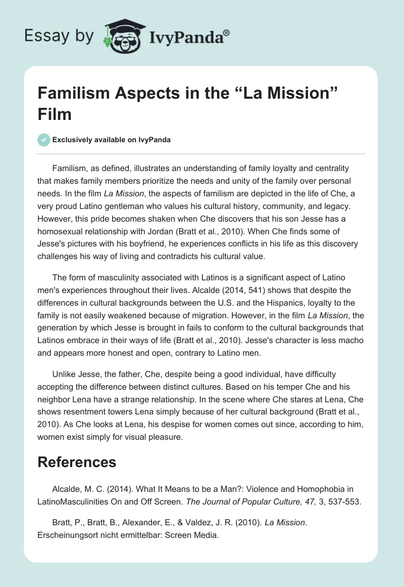 Familism Aspects in the “La Mission” Film. Page 1