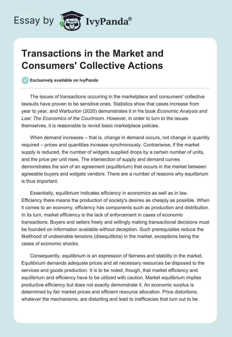 Transactions in the Market and Consumers' Collective Actions. Page 1