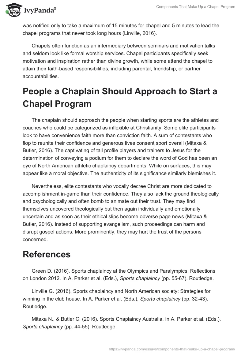 Components That Make Up a Chapel Program. Page 2