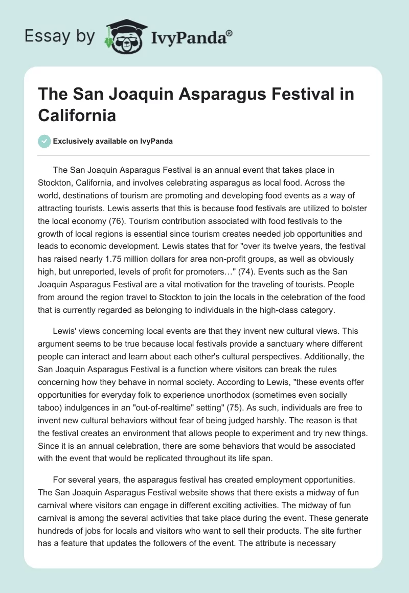 The San Joaquin Asparagus Festival in California. Page 1