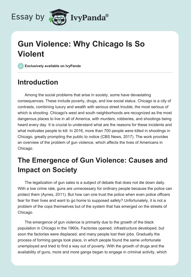 Gun Violence: Why Chicago Is So Violent. Page 1