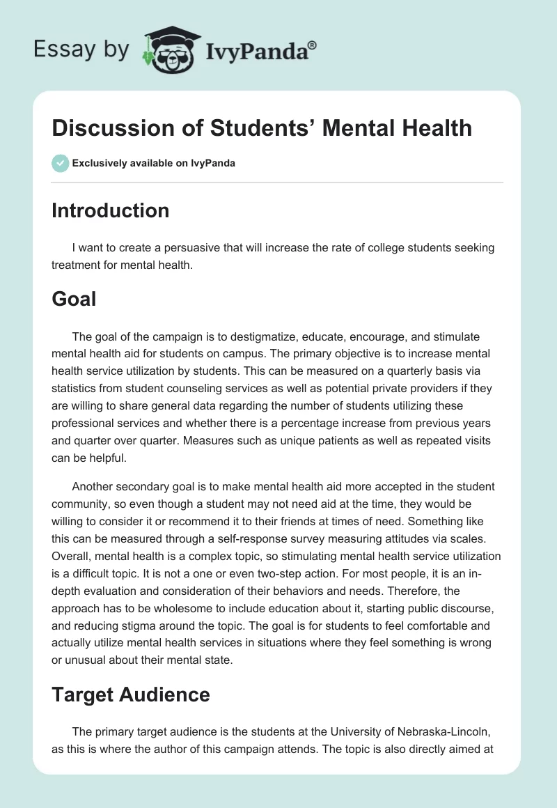Discussion of Students’ Mental Health. Page 1