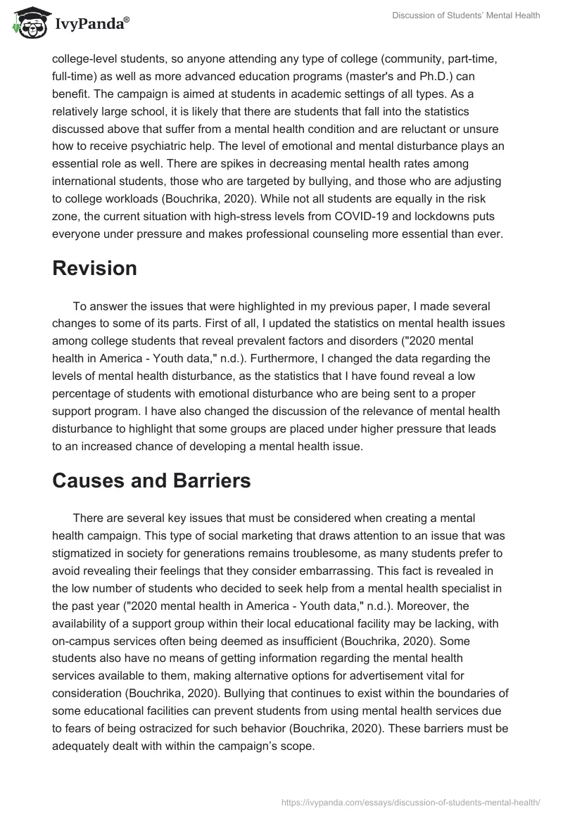 Discussion of Students’ Mental Health. Page 2