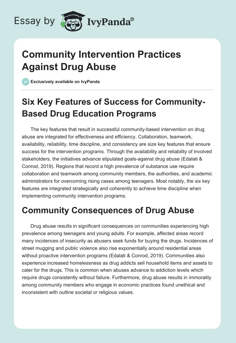 Community Intervention Practices Against Drug Abuse. Page 1