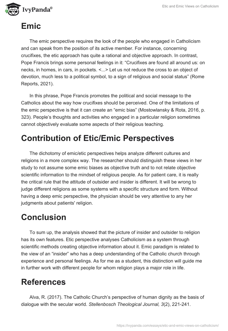 Etic and Emic Views on Catholicism. Page 2