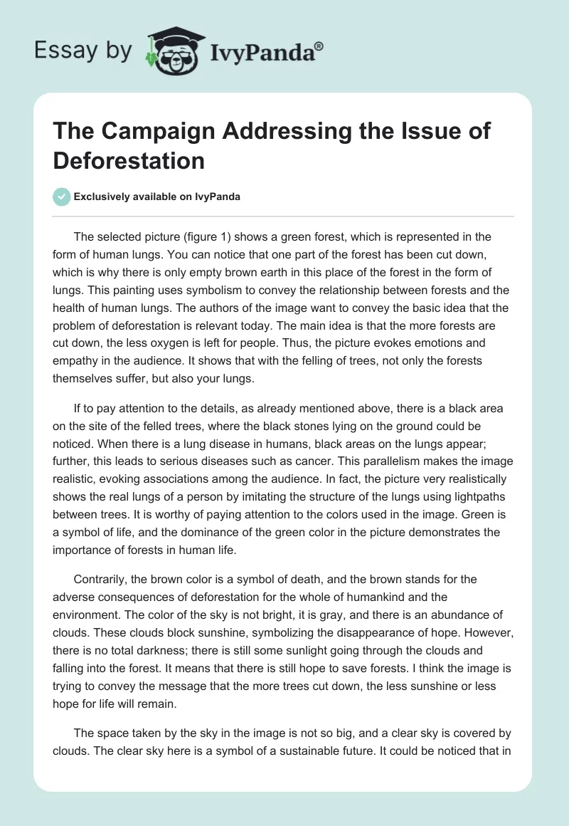 The Campaign Addressing the Issue of Deforestation. Page 1