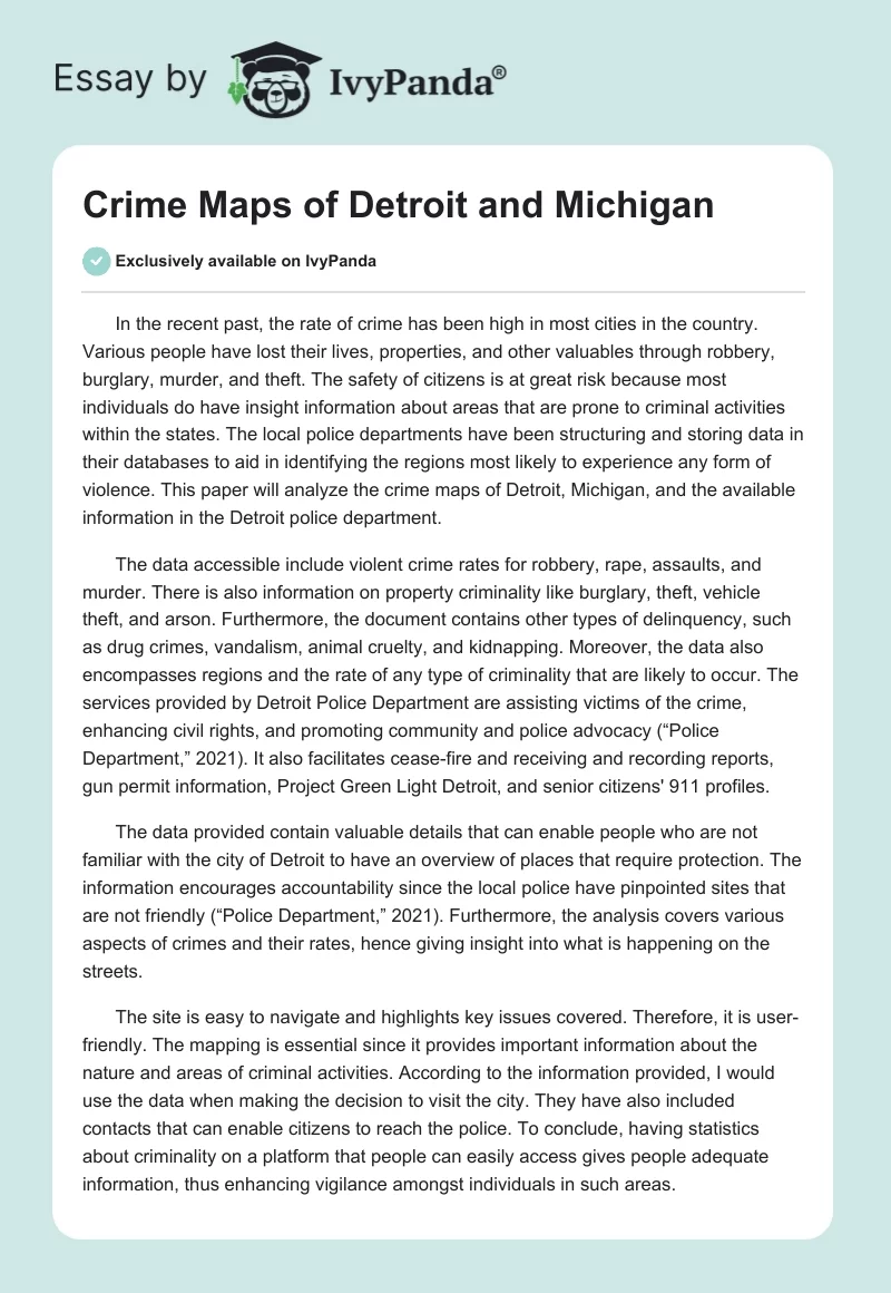 Crime Maps of Detroit and Michigan. Page 1
