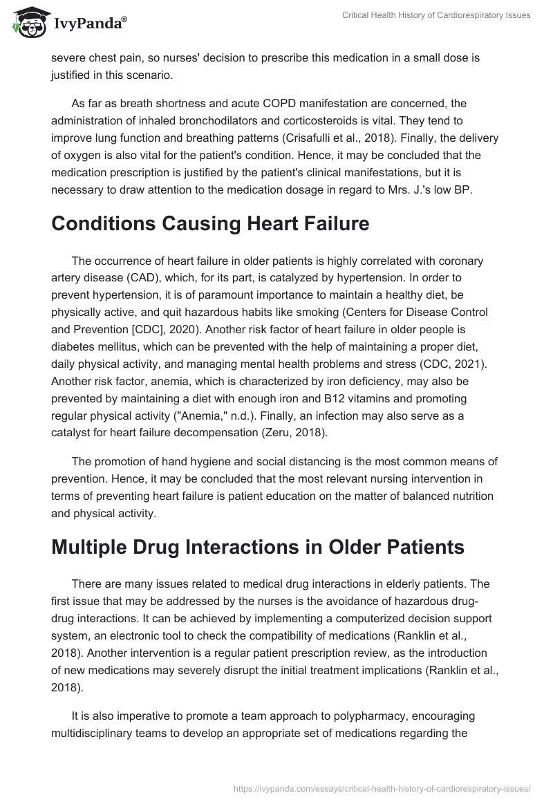 Critical Health History of Cardiorespiratory Issues. Page 2