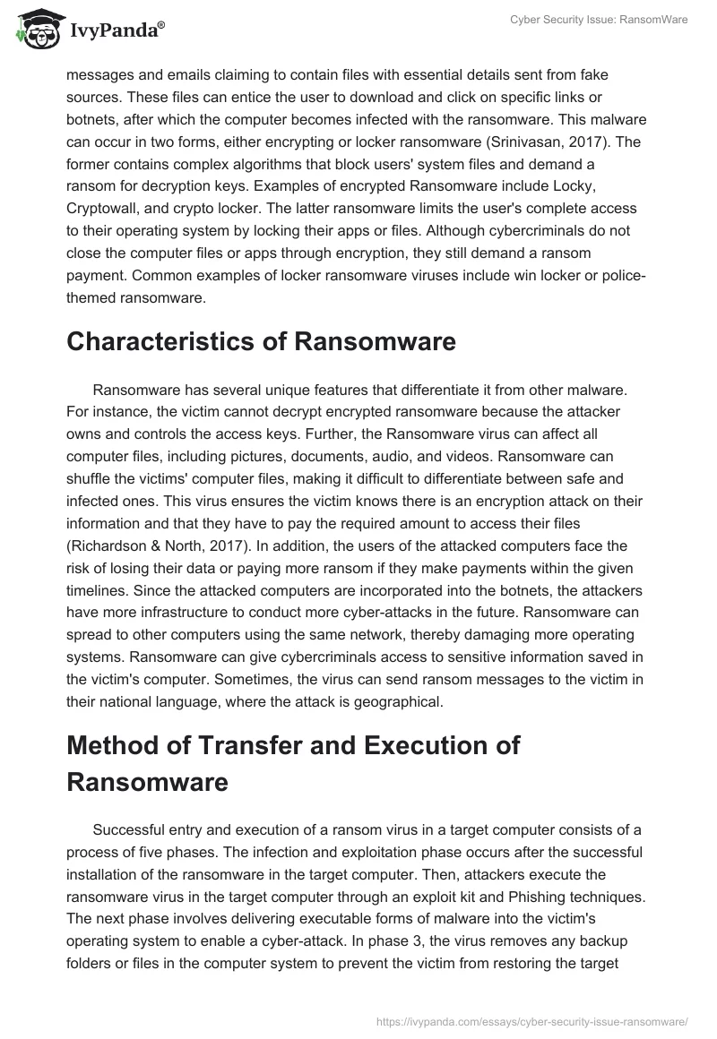 Cyber Security Issue: RansomWare. Page 2