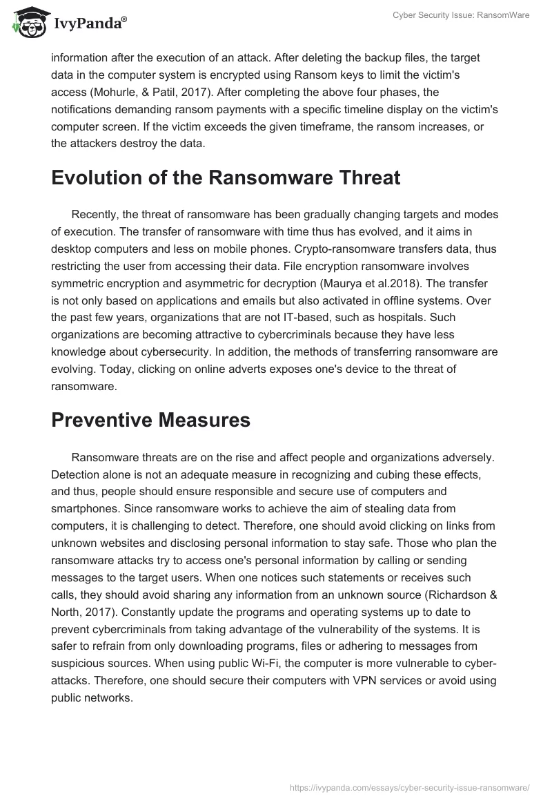 Cyber Security Issue: RansomWare. Page 3