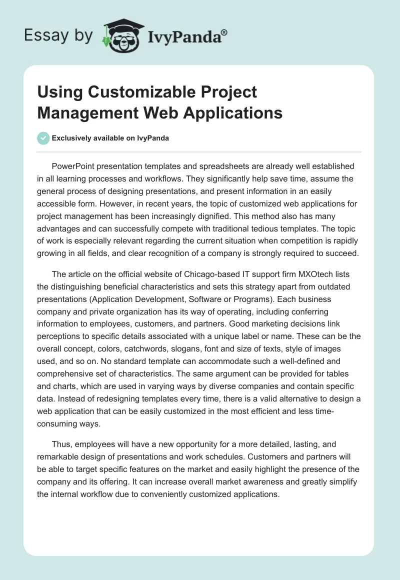 Using Customizable Project Management Web Applications. Page 1