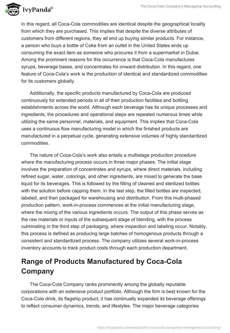 The Coca-Cola Company's Managerial Accounting. Page 2